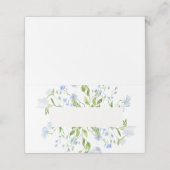 Light Blue Waterverf Flowers Folded Place Card (Buitenkant ongevouwen)