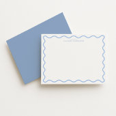 Light Blue Wavy Border Personalized Note Card Kaart