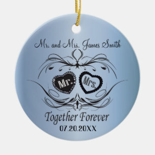 Light Blue Wedding Keepslag Keramisch Ornament