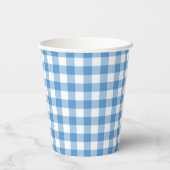 Light Blue White Buffalo Check Name Family Picnic Papieren Bekers (Achterkant)