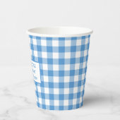 Light Blue White Buffalo Check Name Family Picnic Papieren Bekers (Links)