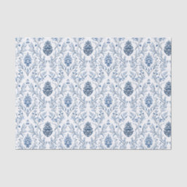 Light Blue & White Damask with Pine Cones Tissuepapier