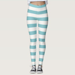 Light Blue & White Stripes Winter Halloween Leggings