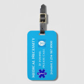 Light Blue White Text CPAP Bagagelabel (Voorkant (verticaal))