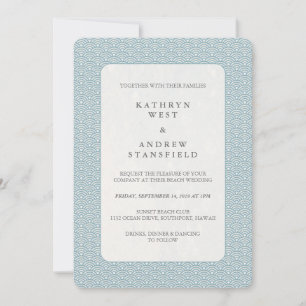 Light Blue + White Zee Wave Pattern Beach Weddensc Kaart