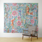 Light Blue Woodland Animal Deer Fox Rabbit Groot Wandkleed (In Situ (horizontaal))