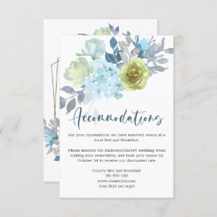 Light Blue Yellow Green Floral Wedding Informatiekaartje