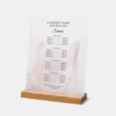 Light Blush Pink Crystals Salon Spa Services Menu Acryl Bord (Hoek)