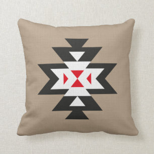 Light Brown Black White Red Aztec Pattern Kussen