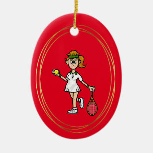 Light Brown Hair Vrouw Tennis Player Ornament
