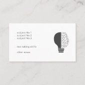 Light Bulb Brain Educational Teacher Tutor Visitekaartje (Achterkant)