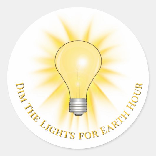 Light Bulb Dim The Lights Earth Hour Ronde Sticker (Voorkant)
