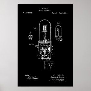 LIGHT BULB - EDISON - PATENT 1880 POSTER