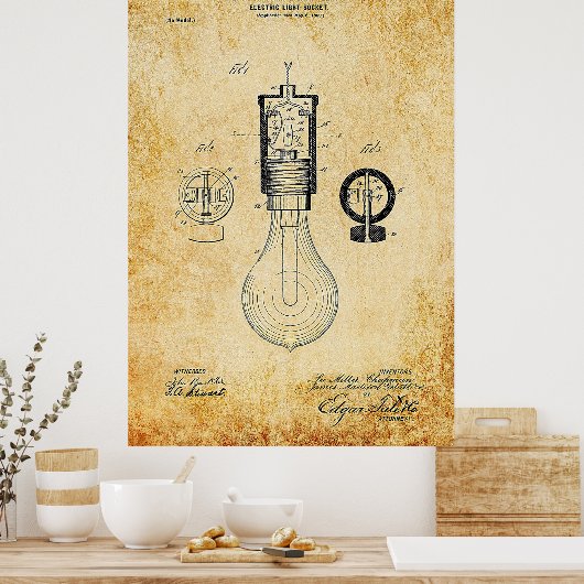 Light Bulb Patent Poster (Keuken)
