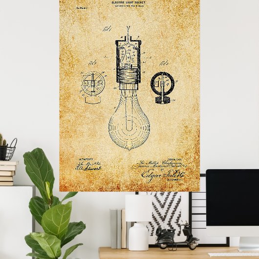  Light Bulb Patent Poster (Thuiskantoor)