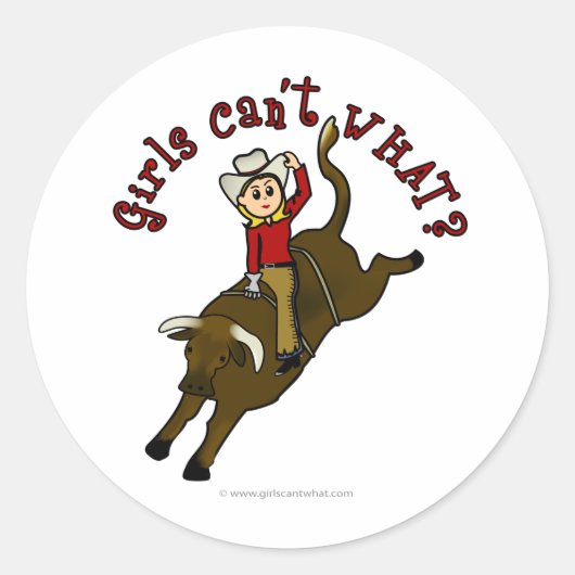 Light Bull Rider Ronde Sticker (Voorkant)