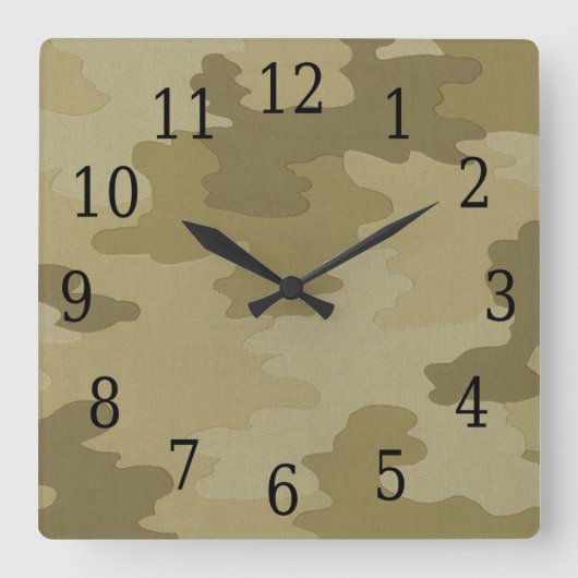 Light Camouflage Square Clock Vierkante Klok (Voorkant)