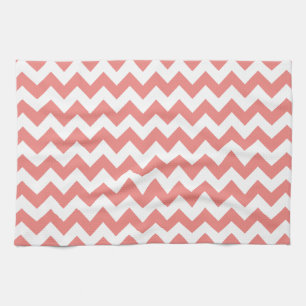 Light Coral Chevron Stripes Theedoek