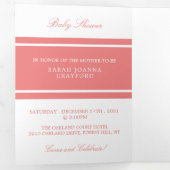 Light Coral, Modern Baby shower Suite Drieluik Uitnodiging (Binnenzijde eerst)