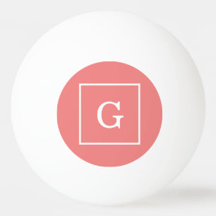 Light Coral White Framed Initiaal Monogram Pingpongballen