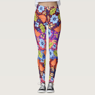 Light Dark Blue White Green Floral Art Kerstmis Leggings