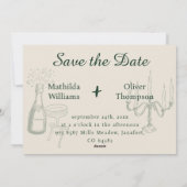 Light & Dark Green Thin Stripe Invitation (Dos)