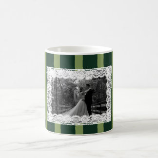 Light&Dark Green Vintage Lace Stripe Invitation Koffiemok