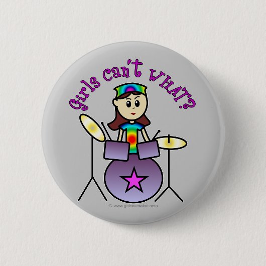 Light Drummer Girl Ronde Button 5,7 Cm (Voorkant)