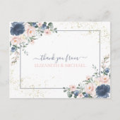 Light Dusty Blue Blush Pink Gold Floral Briefkaart (Voorkant)