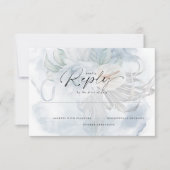 Light Dusty Blue BOHO Floral Reply RSVP Kaartje (Voorkant)