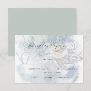 Light Dusty Blue Floral Meal Choice RSVP Kaartje