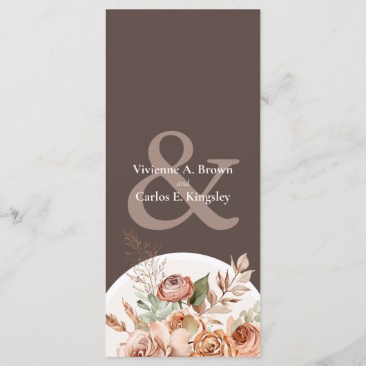 Light Earth Tone Bloemen Rustiek Boho Trouwmenu Programma (Achterkant)