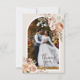 Light Earth Tone Rustieke Boho Bloemen Huwelijk Bedankkaart