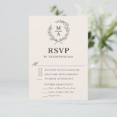 Light Ecru Simple Elegant Monogram RSVP en Medium (Staand voorkant)