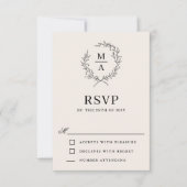 Light Ecru Simple Elegant Monogram RSVP Kaartje (Voorkant)
