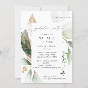 Light Eucalyptus Glow Gold Graduparty Kaart
