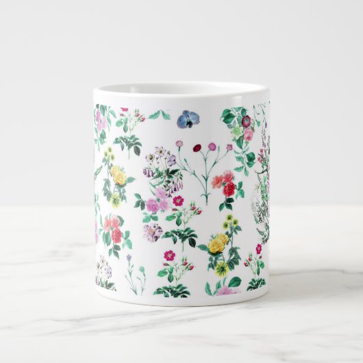 Light Floral Pattern Extra Grote Mok (Voorkant)