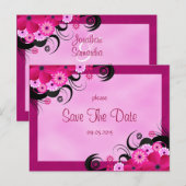 Light Fuchsia Floral Save the Date Notice Briefkaart (Voorkant / Achterkant)