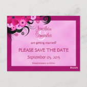 Light Fuchsia Floral Save the Date Notice Briefkaart (Achterkant)