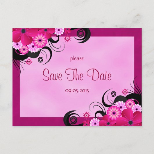 Light Fuchsia Floral Save the Date Notice Briefkaart (Voorkant)