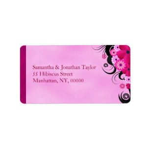 Light Fuchsia Magenta Floral Weddenschap Label