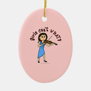 Light Girl die Violin speelt Keramisch Ornament