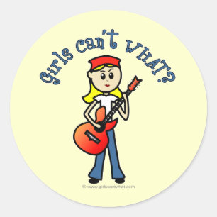 Light Girl Guitar-speler Ronde Sticker