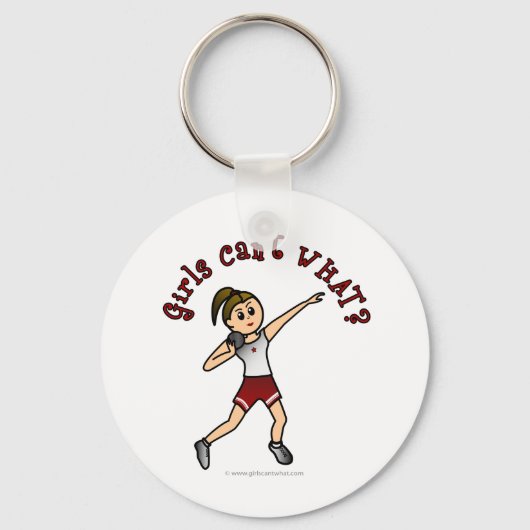 Light Girls Shot Put uit Red Uniform Sleutelhanger (Voorkant)