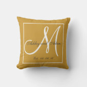 Light Gold Brown Monogram Weddenschap Keepomwille Kussen (Voorkant)
