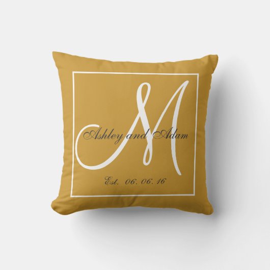 Light Gold Brown Monogram Weddenschap Keepomwille  Kussen (Voorkant)