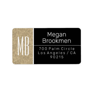 Light Gold Glitter/B&W/DIY Name Address Monogram Etiket