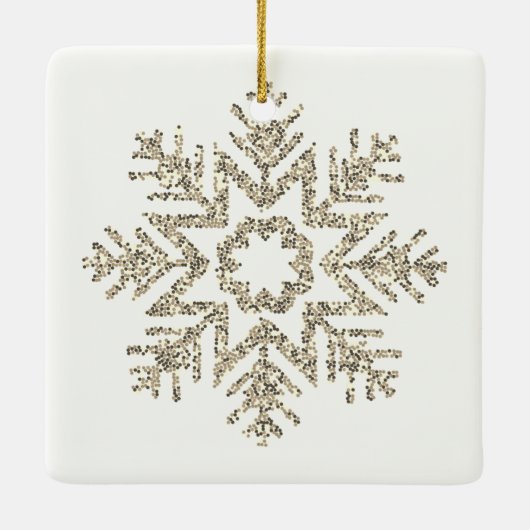 Light Gold Glitter Snowflake Family White Keramisch Ornament (Achterkant)