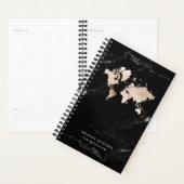 Light Gold-Wereldkaart op zwarte marmer Planner (Display)