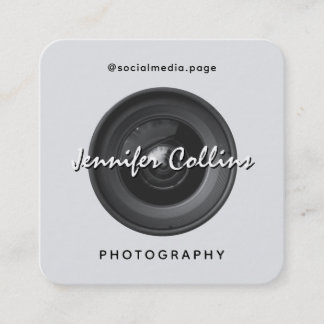 Light gray camera lens photography  vierkante visitekaartje
